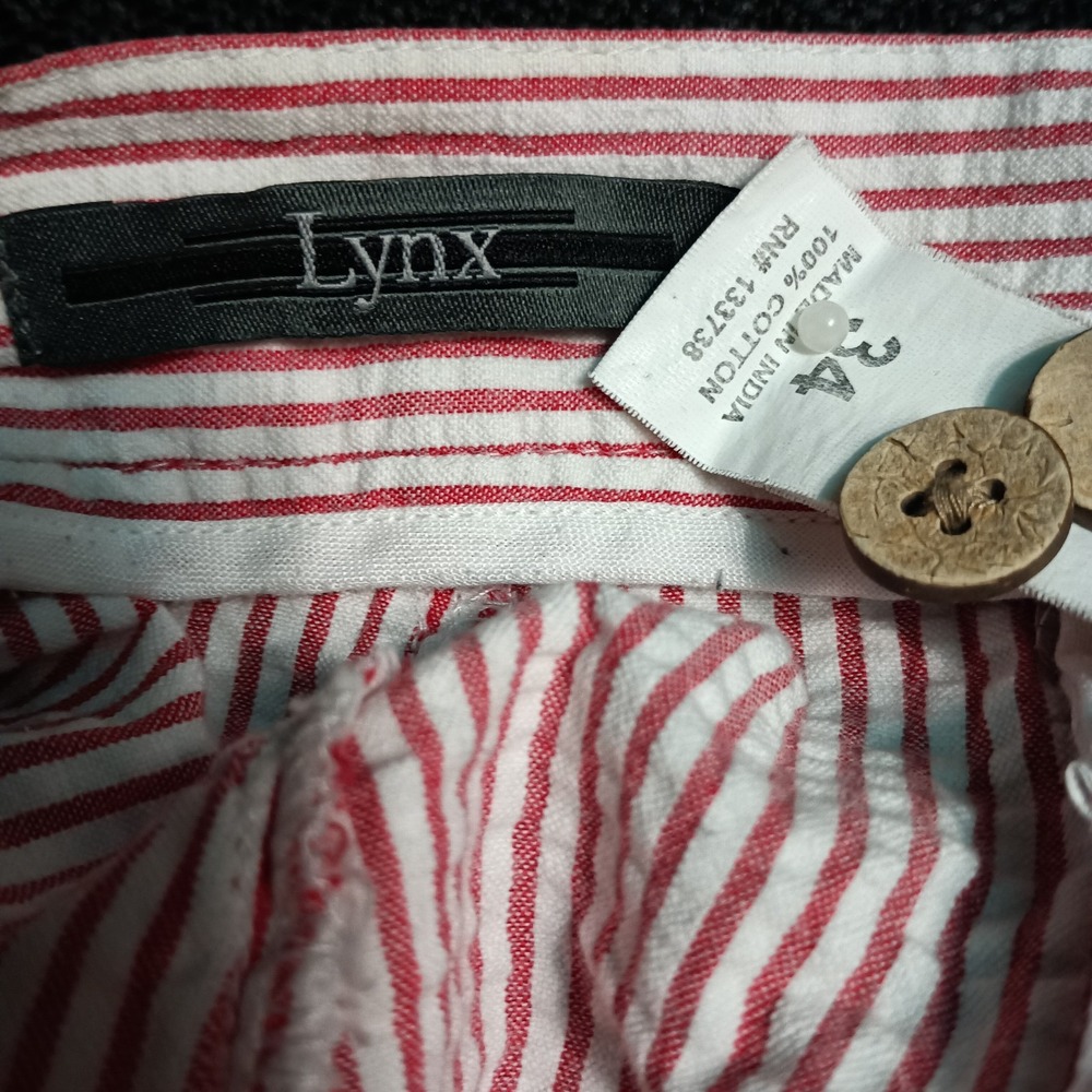 Lynx Seersucker Shorts Men 34 Red White Striped Summer Lightweight Cotton - Picture 3 of 9